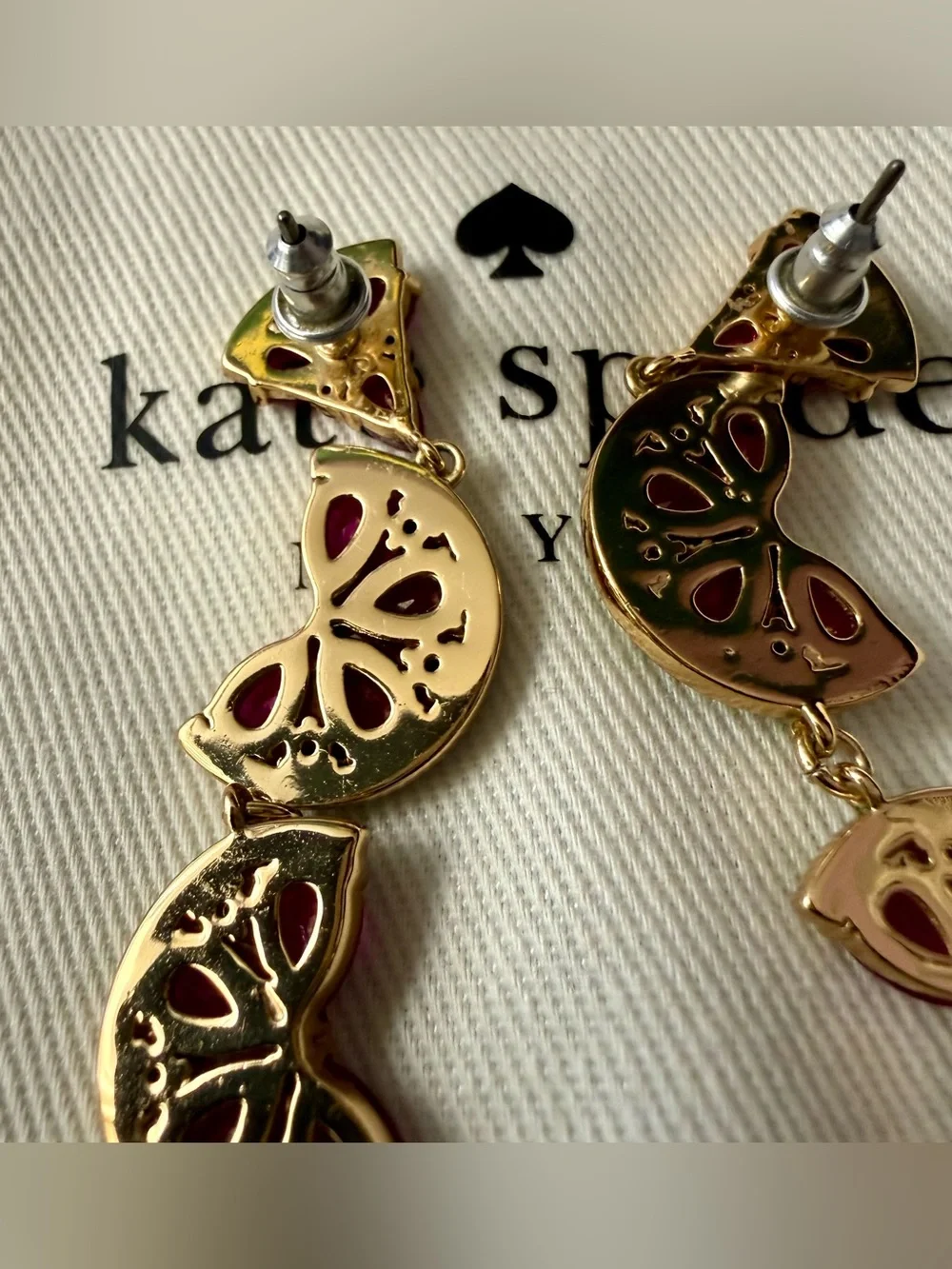 Kate Spade Pave Watermelon Linear Drop Earrings